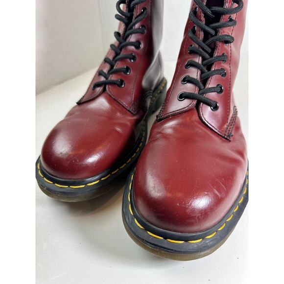 Doc Dr. Martens 1460 Leather Boots Cherry Red Lace Up US Women's Size 10 Men's 9 - Picture 8 of 16